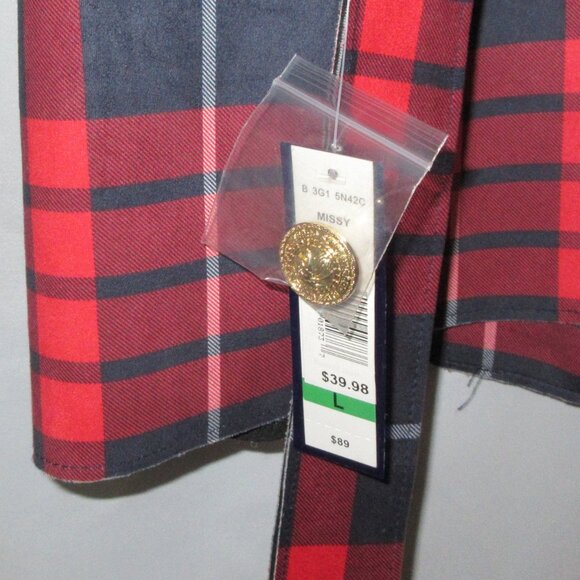 Women’s Nygard Navy & Red Plaid Spring Jacket Size L. New with Tags - Picture 6 of 8